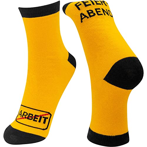 GRUSS & CO Herren Motivdruck Feierabend | Herrensocken, in Form gepresst, Größe 41-46, Gelb | 48923 Zaubersocken, 7-11 von GRUSS & CO