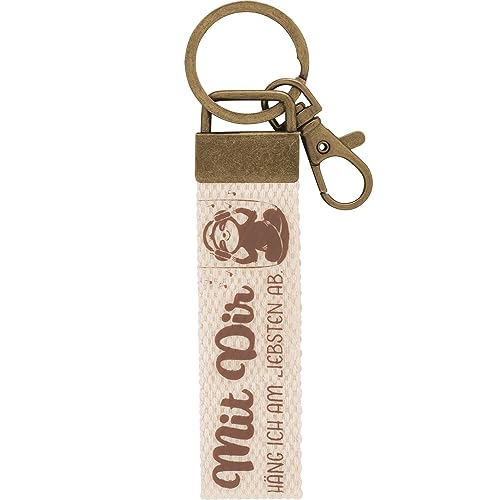 GRUSS & CO Schlüsselanhänger Canvas Motiv Mit dir | Anhänger aus hellem Canvas mit Motiv Mit dir häng ich am liebsten ab., mit Karabiner | 48395 GRUSS & CO Schlüsselanhänger Canvas Motiv Mit dir | Anhänger aus hellem Canvas mit Motiv Mit dir häng ich am liebsten ab., mit Karabiner | 48395 von GRUSS & CO