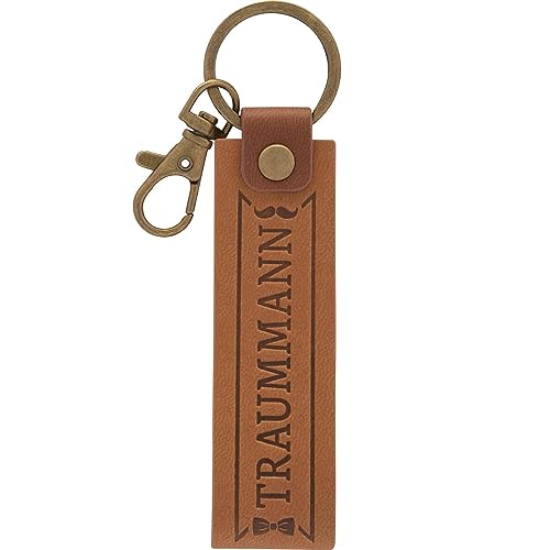 GRUSS & CO Schlüsselanhänger Kunstleder Motiv Traummann | Anhänger aus dunklem Kunstleder mit Motiv Traummann, inkl. Karabiner | 48389 von GRUSS & CO