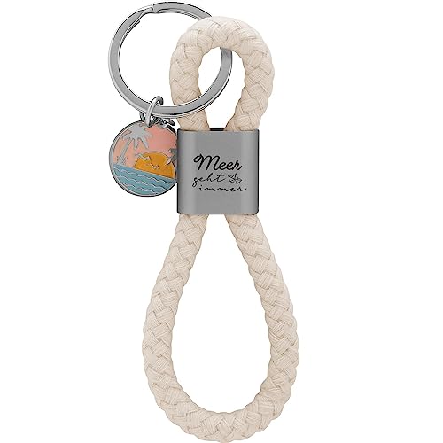 GRUSS & CO Schlüsselanhänger Loop Motiv Meer | Anhänger bestehend aus einer geflochtenen Schlaufe, mit Motivdruck Meer geht immer, mit rundem Charm | 48355 von GRUSS & CO