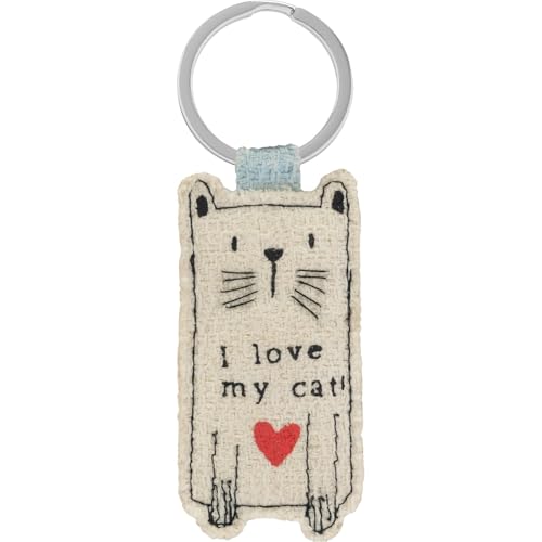 GRUSS & CO Schlüsselanhänger mit Motiv Katze | Anhänger aus Ananas-Fasern, figürlich, mit Schlüsselring | lustiges Geschenk, nachhaltig | 74362 von GRUSS & CO