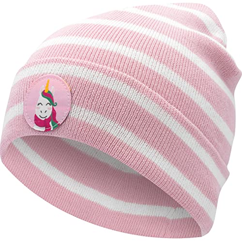 GRUSS & CO Zaubermütze Motiv Einhorn | Mütze in Form gepresst, Rosa, gestreift, 3-7 Jahre | Mütze für Mädchen, Geschenk | 51111 von GRUSS & CO