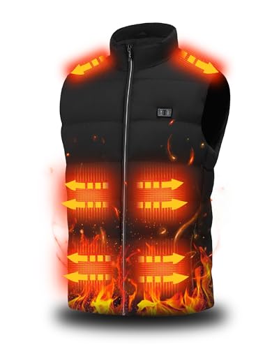 GRUYWC Elektrisch beheizte Weste für Herren: leichte warme USB-Heizweste mit 15 Heizzonen – Frauen Winter Smart Beheizte Körperwärmer für Outdoor Wandern Skifahren (Nicht Batteriepack), Schwarz , 3XL von GRUYWC