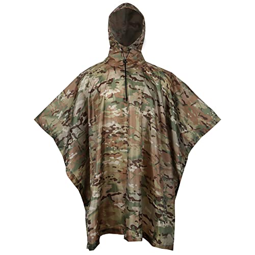 GRVCN Militärischer Regenponcho Camouflage Regenmantel Outdoor Wasserdicht Leicht von GRVCN