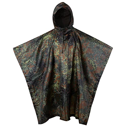 GRVCN Militärischer Regenponcho Camouflage Regenmantel Outdoor Wasserdicht Leicht von GRVCN