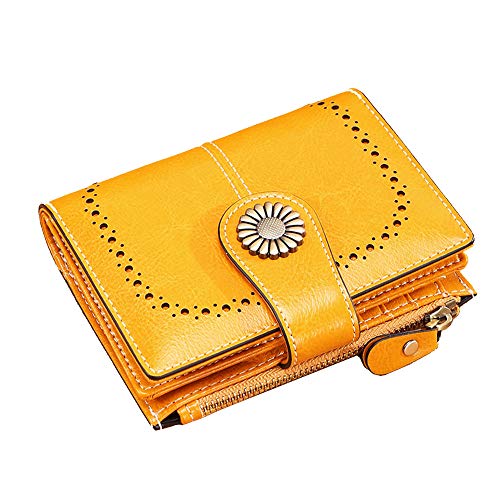 GRYUEN Frauen Brieftasche Damengeldbörse Portmonee Leder mit Handyfach und Reißverschluss von GRYUEN