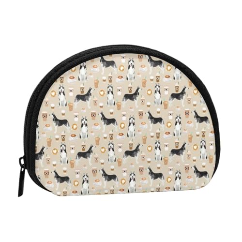 Geldbörse, Geldbörsen, Geldbörse, Kleingeldbeutel, Mini-Geldbörsen für Frauen und Mädchen, Geschenk, Husky Coffee Cute Dog Best Quilting Cute Huskies von GRatka