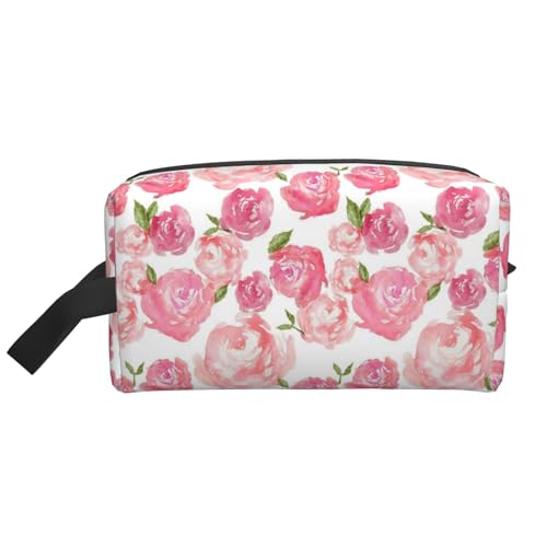 Make-up-Tasche, Aquarell-Blumenmuster, Reise-Kosmetiktasche, Kulturbeutel, tragbarer Make-up-Taschen-Organizer von GRatka