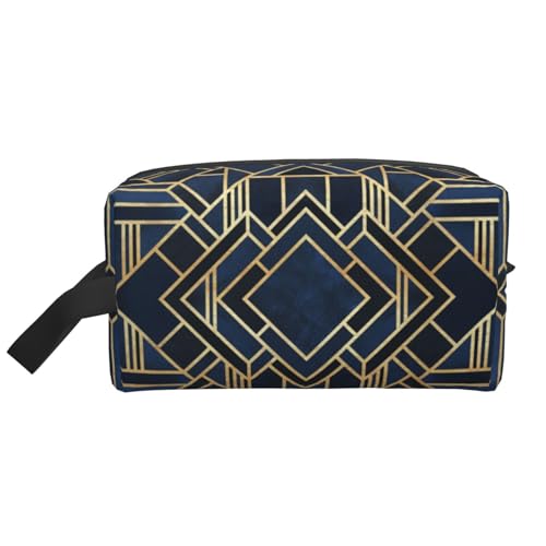 Make-up-Tasche, Art Deco Fancy Blue Reise-Kosmetiktasche, Kulturbeutel, tragbarer Make-up-Taschen-Organizer von GRatka