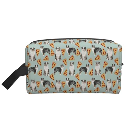 Make-up-Tasche, Australian Shepherd Pizza, Reise-Kosmetiktasche, Kulturbeutel, tragbarer Make-up-Taschen-Organizer von GRatka