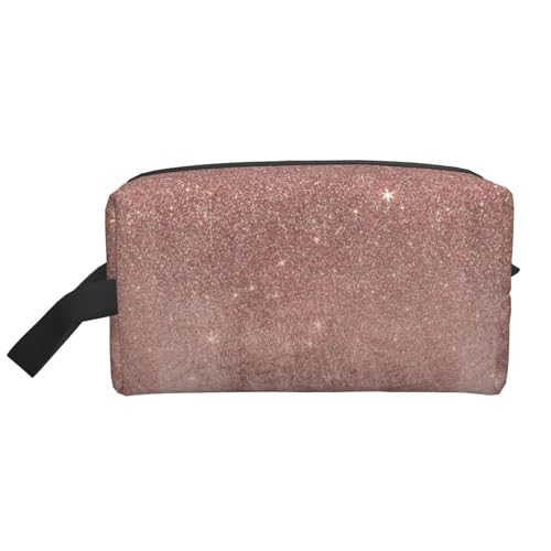 Make-up-Tasche, Bedruckt, Girly Glam Pink, Roségold, Folie und Glitzer, Reise-Kosmetiktasche, Kulturbeutel, tragbarer Make-up-Beutel-Organizer von GRatka