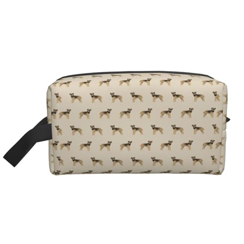 Make-up-Tasche, Border Terrier-Hund, Hunde, Border Terrier, hellbraun, Reise-Kosmetiktasche, Kulturbeutel, tragbarer Make-up-Taschen-Organizer von GRatka