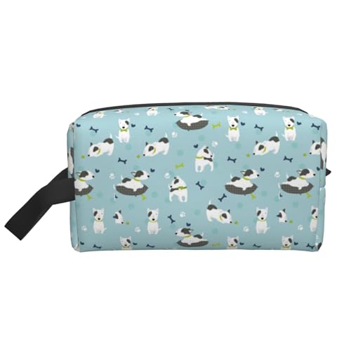 Make-up-Tasche, Bullterriers Blue Green Boy Reise-Kosmetiktasche, Kulturbeutel, tragbarer Make-up-Taschen-Organizer von GRatka