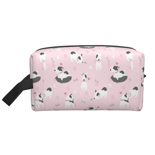 Make-up-Tasche, Bullterriers Pink Dogs Reise-Kosmetiktasche, Kulturbeutel, tragbarer Make-up-Taschen-Organizer von GRatka