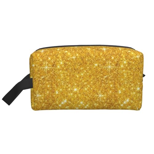 Make-up-Tasche, Glitzer-Gold-Hintergrund, Reise-Kosmetiktasche, Kulturbeutel, tragbarer Make-up-Taschen-Organizer von GRatka