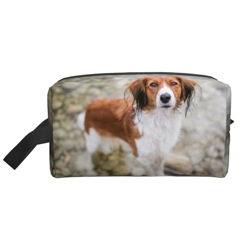 Make-up-Tasche, Hunde im Wasser, Fluss, braun, weiße Hunde, Paniel, Reise-Kosmetiktasche, Kulturbeutel, tragbarer Make-up-Taschen-Organizer von GRatka