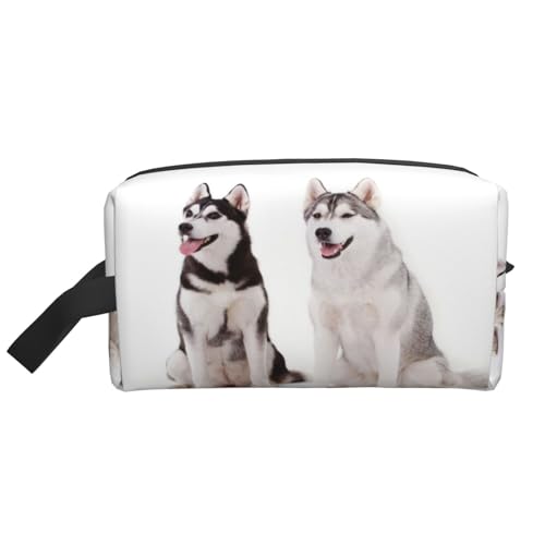 Make-up-Tasche, Motiv: Husky Dogs, Bedruckt, Reise-Kosmetiktasche, Kulturbeutel, tragbarer Make-up-Taschen-Organizer von GRatka