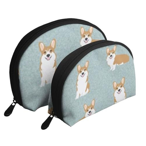 Make-up-Tasche, Reise-Kosmetiktasche, 2-teilig, tragbares Clutch-Beutel-Set, Beutel-Organizer, Corgi-Koordinaten, B, Hunderasse, Corgis von GRatka