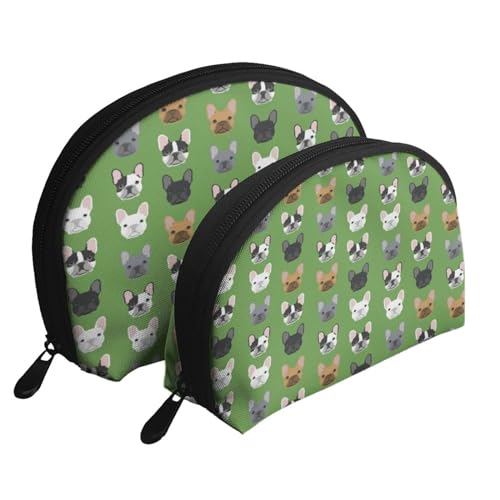 Make-up-Tasche, Reise-Kosmetiktasche, 2-teilig, tragbares Clutch-Beutel-Set, Beutel-Organizer, französische Bulldoggen, Frenchie, süßer Hund, Hunde, Hund, Hund von GRatka