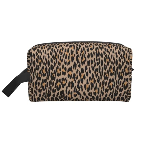 Make-up-Tasche, Tiermotiv, Gepunkteter Leopard, braun, schwarz, Reise-Kosmetiktasche, Kulturbeutel, tragbarer Make-up-Taschen-Organizer von GRatka