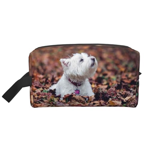 Make-up-Tasche, Westie Bokeh West Highland White Terrier Hunde, Reise-Kosmetiktasche, Kulturbeutel, tragbarer Make-up-Taschen-Organizer von GRatka