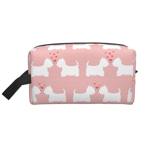 Make-up-Tasche, Westie-Hunde-Muster, Reise-Kosmetiktasche, Kulturbeutel, tragbarer Make-up-Taschen-Organizer von GRatka