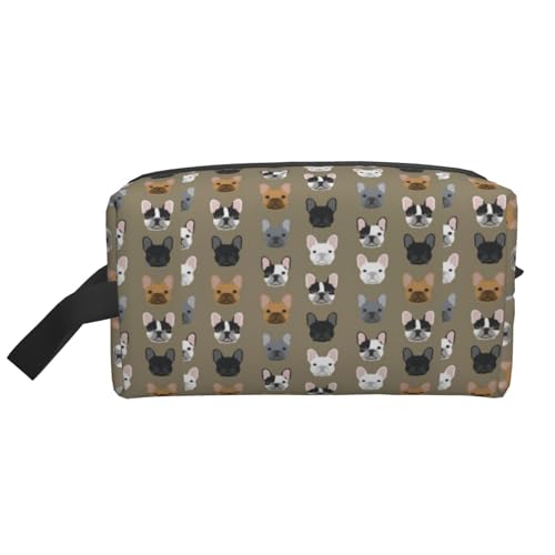 Make-up-Tasche, französische Bulldogge, süße Hunde, Haustier, Welpe, Hunde, Reise-Kosmetiktasche, Kulturbeutel, tragbarer Make-up-Taschen-Organizer von GRatka