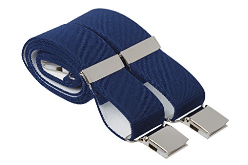 3XL 4XL 56 60 Zoll Heavy Duty Hosenträger Herren Starke Clip On 35mm Breite Hosenträger, marineblau, XXXXL (60 Inches Long) von GS BRACES