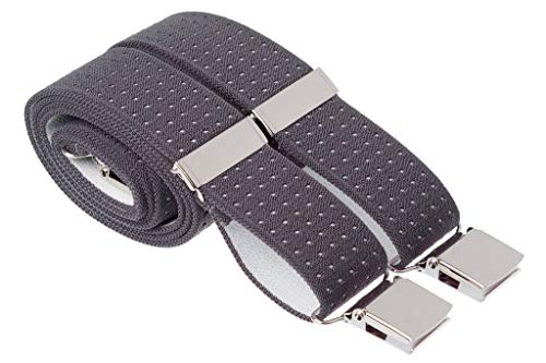 Herren-Hosenträger mit Clips, hochwertig, elastisch, mit 4 großen, strapazierfähigen Clips (Standard (111,8 cm lang), grau) von GS BRACES