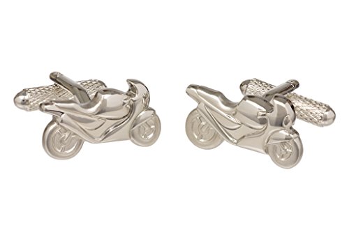 Herren-Manschettenknöpfe Rennmotorrad silberfarben in GS-Box von GS CUFFLINKS