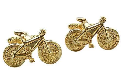 Herren-Manschettenknöpfe im klassischen Fahrrad-Design, erhältlich in Gold oder Silber – präsentiert in GS Cufflink Geschenkbox Gr. Einheitsgröße, Goldfarben von GS CUFFLINKS