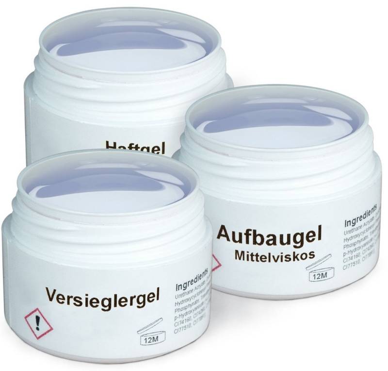 GS-Nails UV-Gel Set 3 x 15ml klar, Mit Gilbschutz von GS-Nails