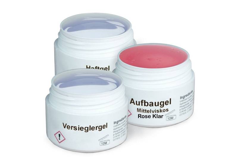 GS-Nails UV-Gel Set 3 x 15ml rose klar, Mit Gilbschutz von GS-Nails