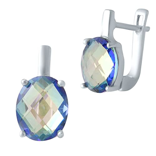 925 Sterling Silber Huggie English Lock Ohrring über rotem Granat; Steingewicht [ct]: 4,3 ct, Gewicht 3,45 gr. und rhodinierte Oberfläche von GS PROJEWELRY