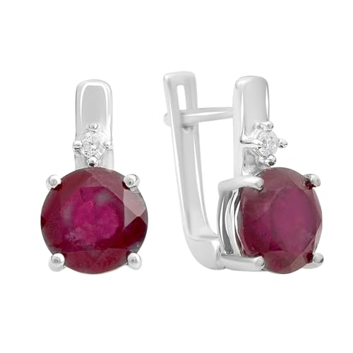 925 Sterling Silber Huggie English Lock Ohrring über rotem Rubin; Steingewicht [ct]: 5,8 Karat, Gewicht 4,14 gr. und rhodinierte Oberfläche von GS PROJEWELRY