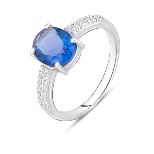 GS PROJEWELRY Ring aus 925er Sterlingsilber über rundem blauen Tansanit, Gewicht des Steins [ct]: 2,7 kt, Gewicht 3,25 gr., rhodiniert von GS PROJEWELRY