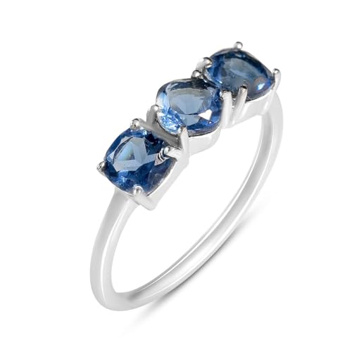 GS PROJEWELRY Ring aus 925er-Sterlingsilber über rundem blauen Tansanit; Steingewicht [ct]: 1,5 Karat, Gewicht 2 g, rhodinierte Oberfläche von GS PROJEWELRY