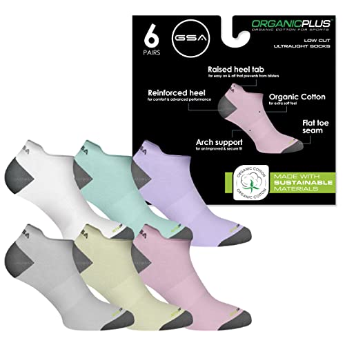 GSA OrganicPlus[+] Damen Komfort Sneakersocken - gepolstert & stützend - nachhaltig & umweltfreundliche - verstärkte Ferse und Zehen - Performance Sneakersocken für Frauen von GSA