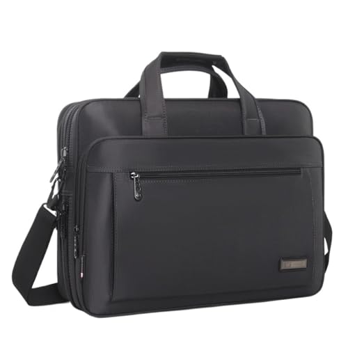 Große Aktentaschen for Männer Canvas Tragetasche Laptoptasche 15,6 Zoll Tasche wasserdichte Arbeits-Business-Tasche Schulter Messenger Oxford Schwarz von GSCLZ