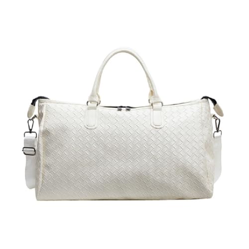Herren Damen Mode Weben Pu Leder Reise Duffle Totes Große Kapazität Schultertaschen Business Casual Handtasche(Beige) von GSCLZ