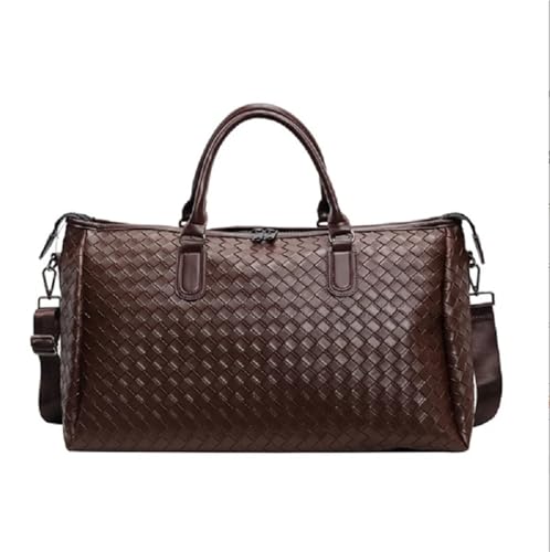 Herren Damen Mode Weben Pu Leder Reise Duffle Totes Große Kapazität Schultertaschen Business Casual Handtasche(Brown) von GSCLZ
