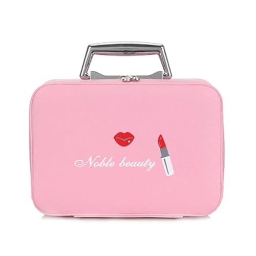 Kosmetiktasche Luxus-PU-Kosmetikkoffer for Frauen, professionelle Make-up-Taschen, Reise-Organisator-Fall, Schönheit, notwendig, Make-up-Aufbewahrung, Kosmetikerin Make Up Bag (Color : Pink L) von GSCLZ