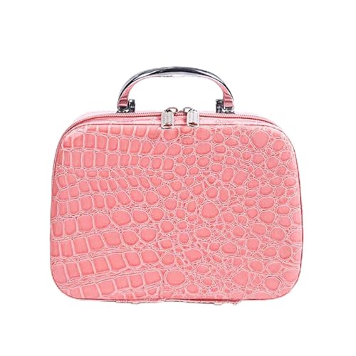 Kosmetiktasche Luxus-PU-Kosmetikkoffer for Frauen, professionelle Make-up-Taschen, Reise-Organisator-Fall, Schönheit, notwendig, Make-up-Aufbewahrung, Kosmetikerin Make Up Bag (Color : Pink M) von GSCLZ