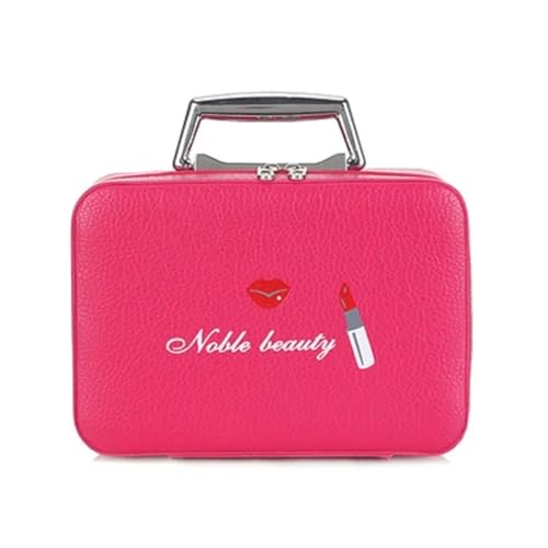 Kosmetiktasche Luxus-PU-Kosmetikkoffer for Frauen, professionelle Make-up-Taschen, Reise-Organisator-Fall, Schönheit, notwendig, Make-up-Aufbewahrung, Kosmetikerin Make Up Bag (Color : Rose red L) von GSCLZ