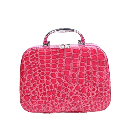 Kosmetiktasche Luxus-PU-Kosmetikkoffer for Frauen, professionelle Make-up-Taschen, Reise-Organisator-Fall, Schönheit, notwendig, Make-up-Aufbewahrung, Kosmetikerin Make Up Bag (Color : Rose red M) von GSCLZ