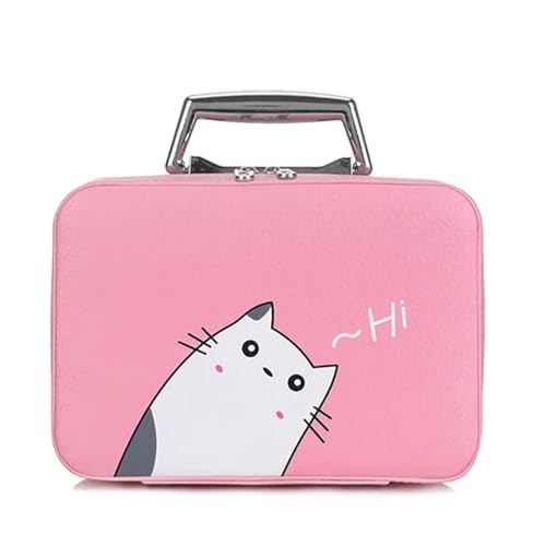 Kosmetiktasche Luxus-PU-Kosmetikkoffer for Frauen, professionelle Make-up-Taschen, Reise-Organisator-Fall, Schönheit, notwendig, Make-up-Aufbewahrung, Kosmetikerin Make Up Bag (Color : Rose red cat L von GSCLZ