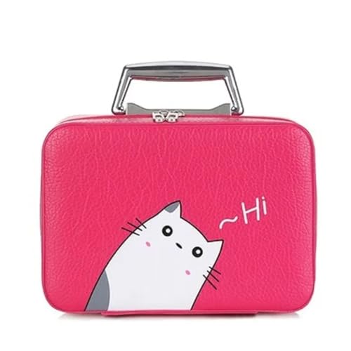 Kosmetiktasche Luxus-PU-Kosmetikkoffer for Frauen, professionelle Make-up-Taschen, Reise-Organisator-Fall, Schönheit, notwendig, Make-up-Aufbewahrung, Kosmetikerin Make Up Bag (Color : Rose red cat L von GSCLZ