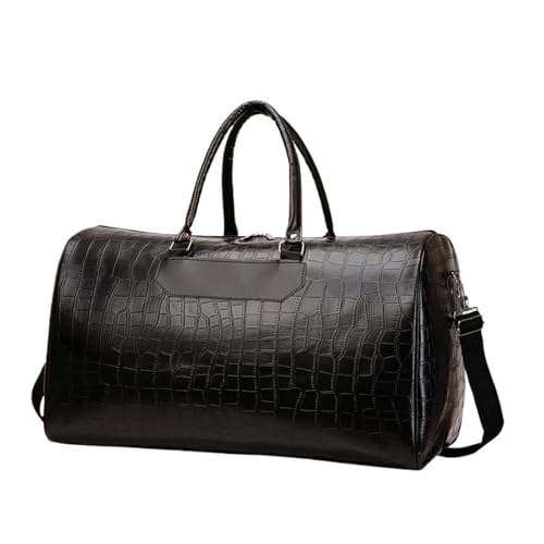 Leder Business Herren Reisetaschen Große Kapazität Hand Reisetaschen Mode Boarding Reisetasche Gepäck Große Sporttasche(Black) von GSCLZ