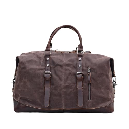 Männer Reisetaschen Handgepäck Taschen Canvas Leder Reisetaschen Schultertaschen Große Kapazität Wochenende Übernachtung(Coffee) von GSCLZ