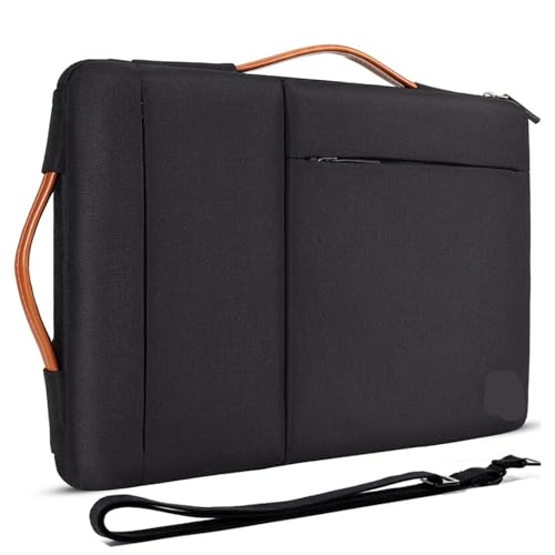 Mehrzweck-Laptop-Hülle mit Riemen und Griff for 10" 13" 14" 15,6" 17" Zoll Notebooks, stoßfeste Computertasche, Schwarz(15.6-inch) von GSCLZ